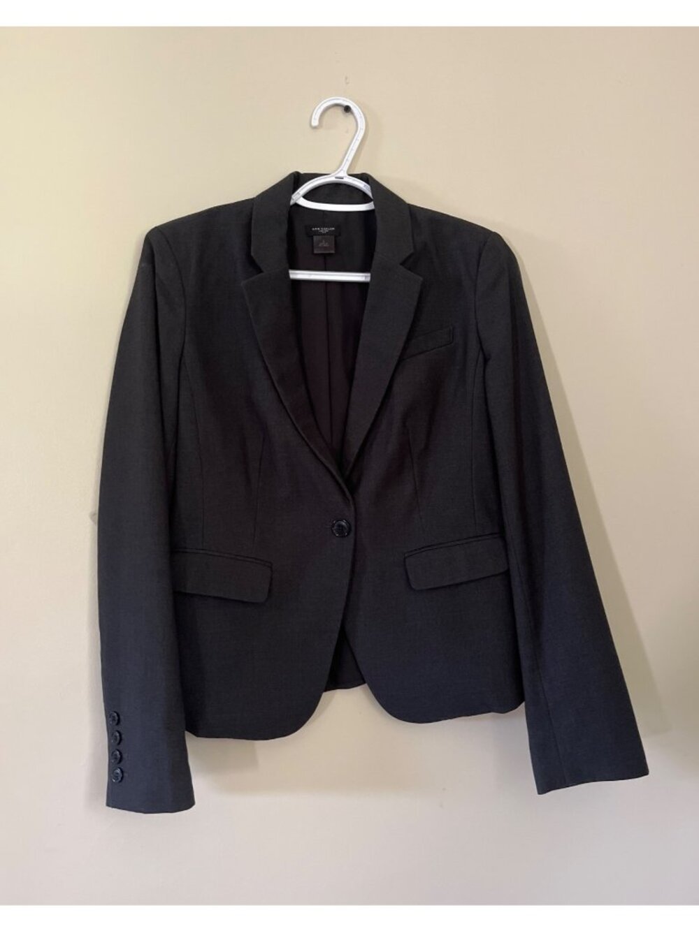 Ann Taylor Womens Size 2 Black Single-Button Office Blazer Notches Lapels